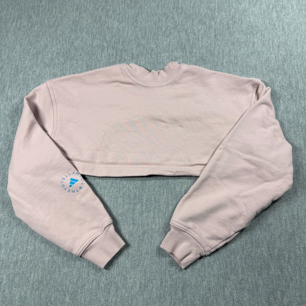 adidas Sweatshirt Women‎ S Pink Crop Stella McCartney Pullover Fleece Athletic